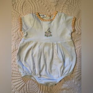 White Baby Romper with Orange Accents